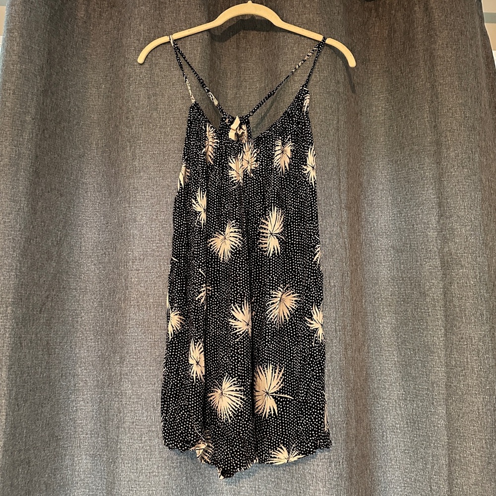 Billabong Black and Cream Floral Print Romper